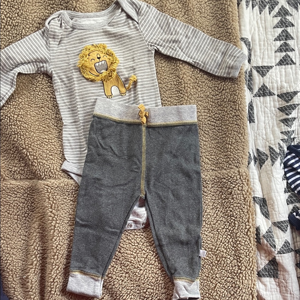 Gray and Yellow Lion Kids Matching Set